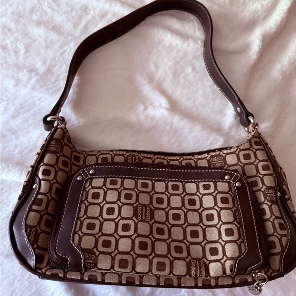 Liz & Co by Liz Claiborne Small Brown & Tan Clutch Handbag Square Within Square - Picture 4 of 7